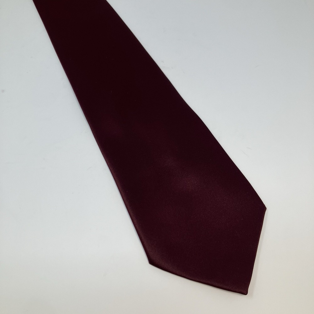 Geoffrey Beene Mens Necktie Burgundy Maroon Solid Satin Formal Wedding